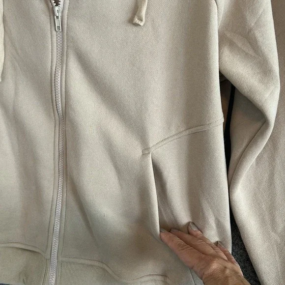 *NWT *Anrabess Women's Full-Zip Hoodie With Collar ~ Khaki~Size Large (MSRP $30) - Picture 9 of 15